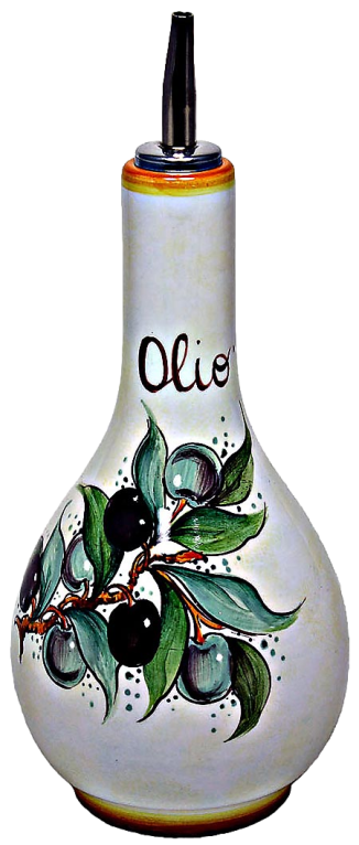 Ceramic Majolica Olive Oil Dispenser Green Black N 20cm